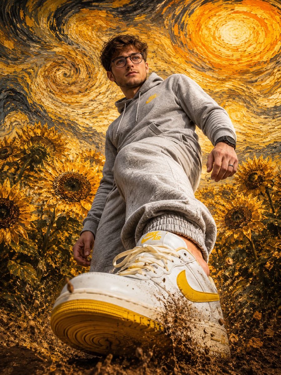 Dramatic Low-Angle Fashion Portrait Prompt