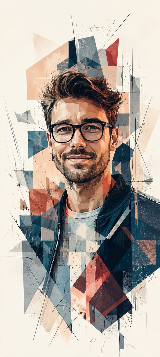 Contemporary Geometric Portrait Illustration Prompt
