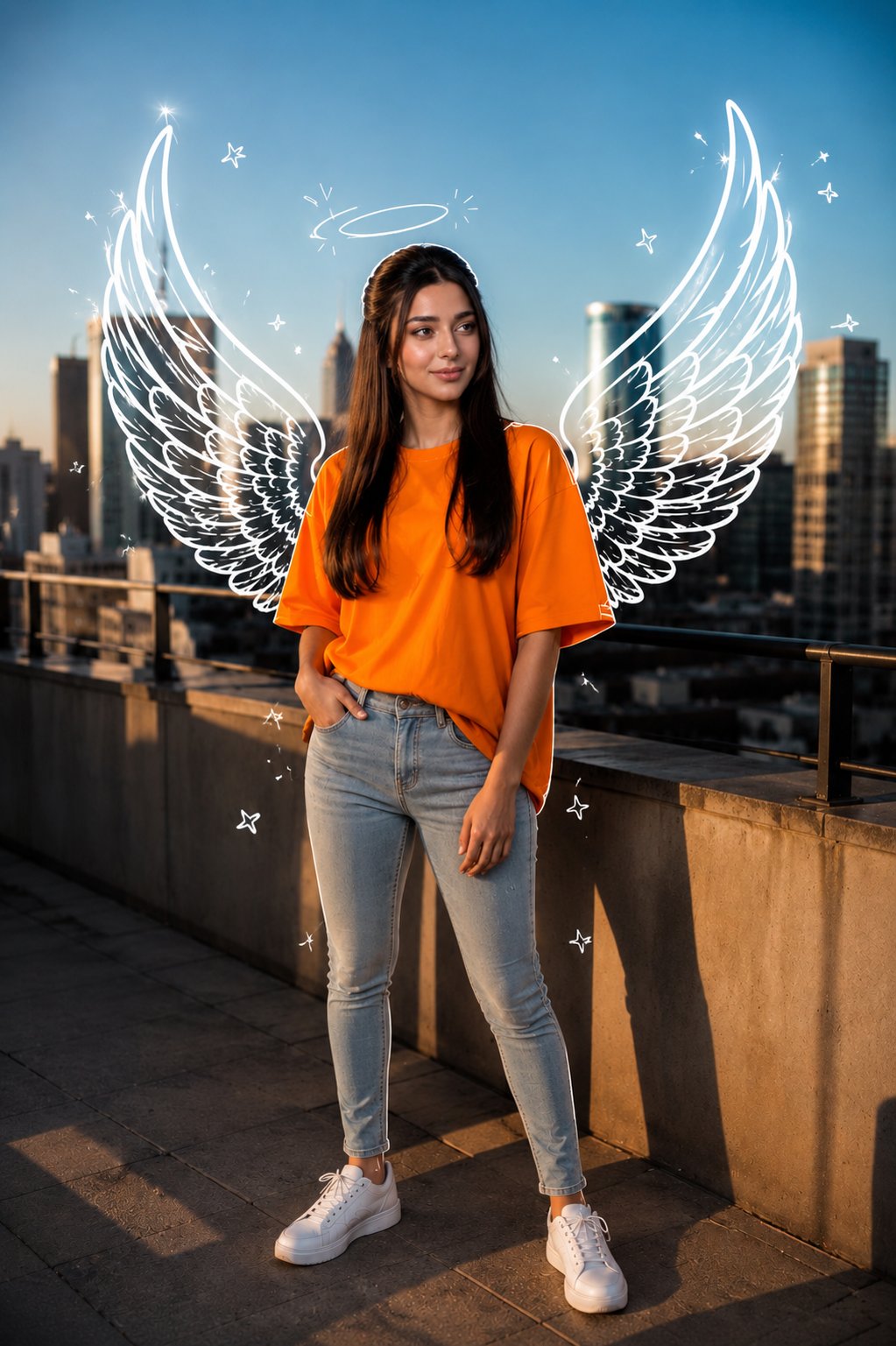 Golden Hour Rooftop Fashion Portrait Prompt 1 of 2