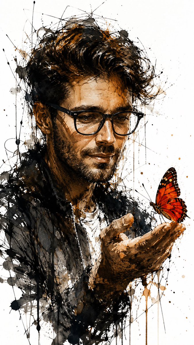 Expressive Ink and Watercolor Portrait Prompt