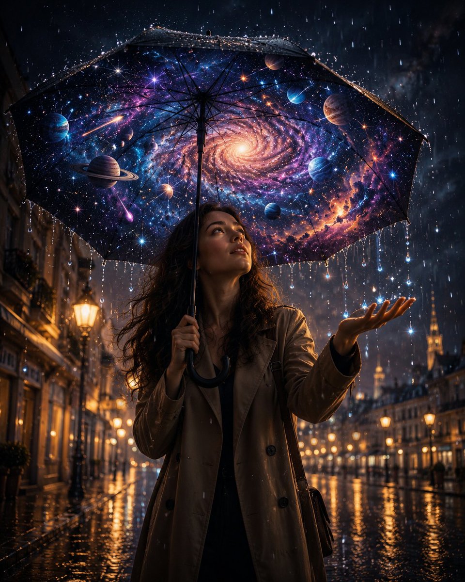Cinematic Fantasy Universe Under an Umbrella Prompt
