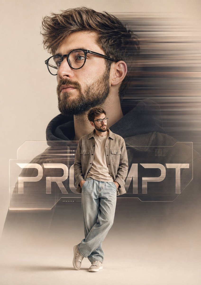 Cinematic Portrait Poster with Motion Blur Prompt