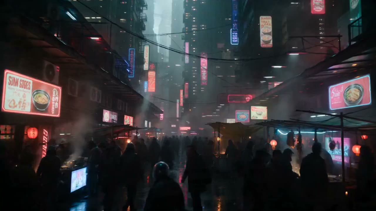 Cinematic Cyberpunk Underground Market
