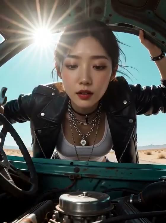 Cinematic Desert Fashion: A Punk Mechanic's Journey