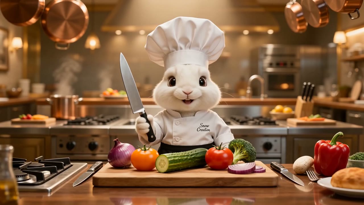 Cinematic Bunny Chef Cooking Video Prompt