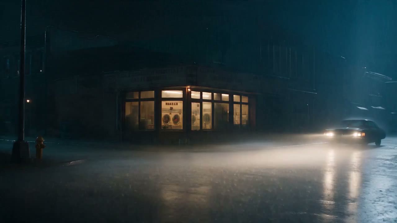 Cinematic Laundromat Mystery Prompt