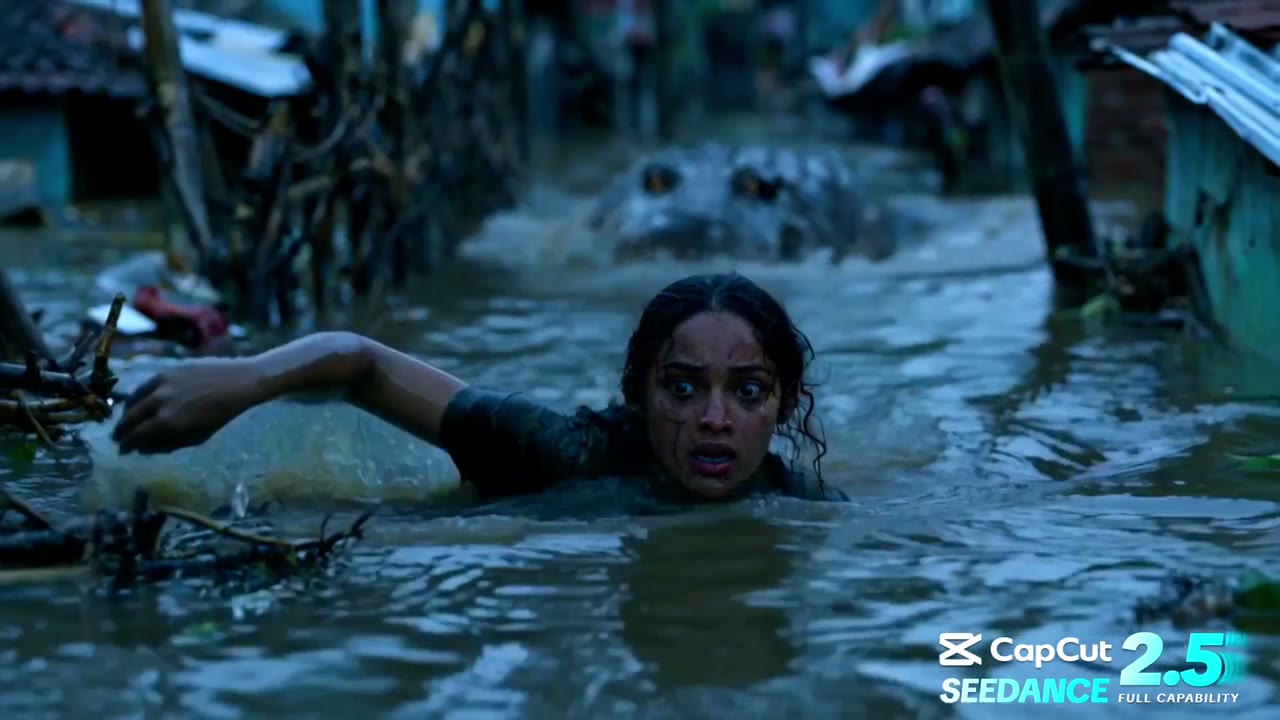 Tense Flooded Village Survival Prompt
