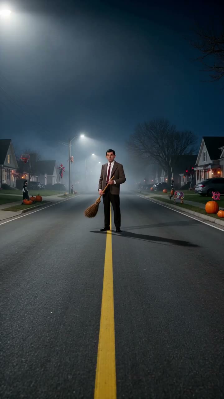 Hilarious Mr. Bean Flying Broom Comedy Prompt