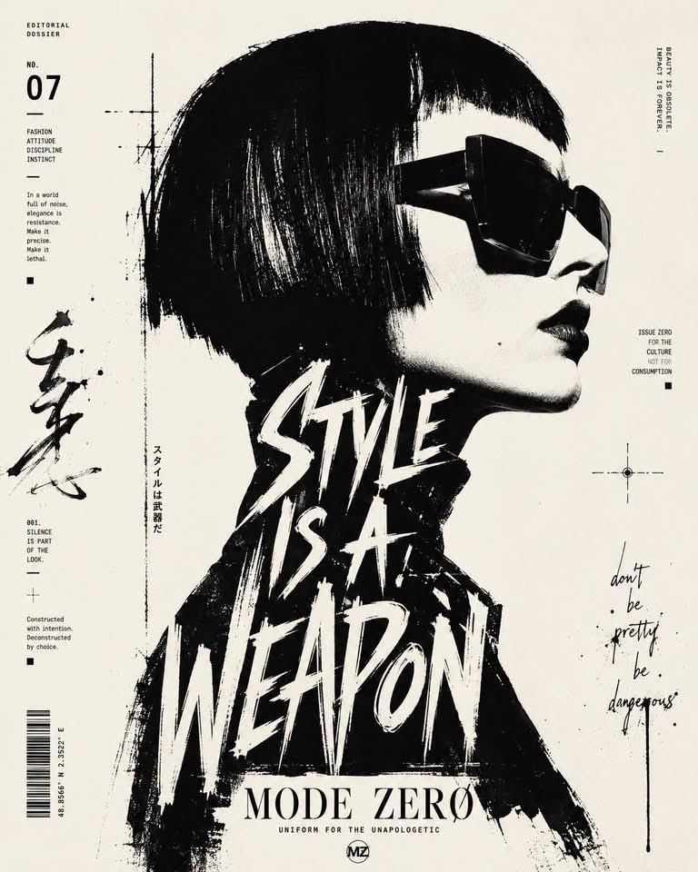 Bold Black and White Typographic Portrait Prompt 1 of 4