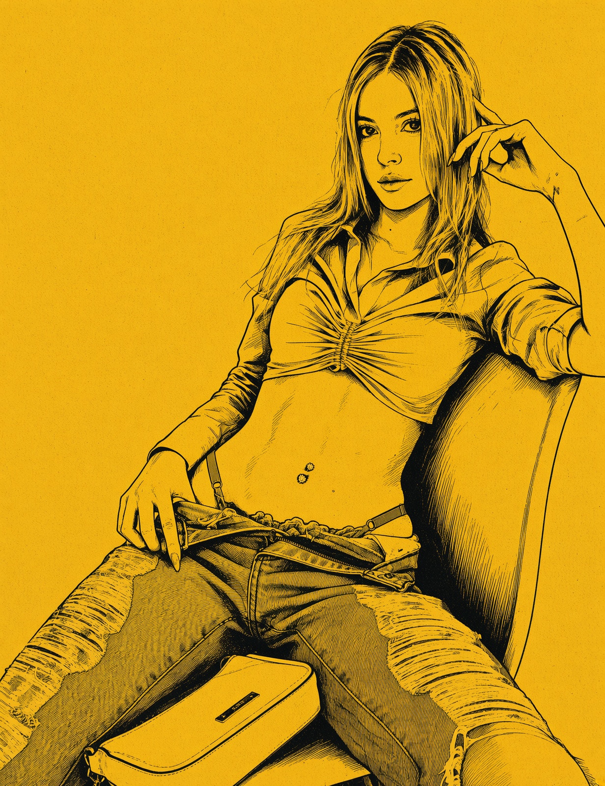 Duotone Manga Line Art Illustration Prompt