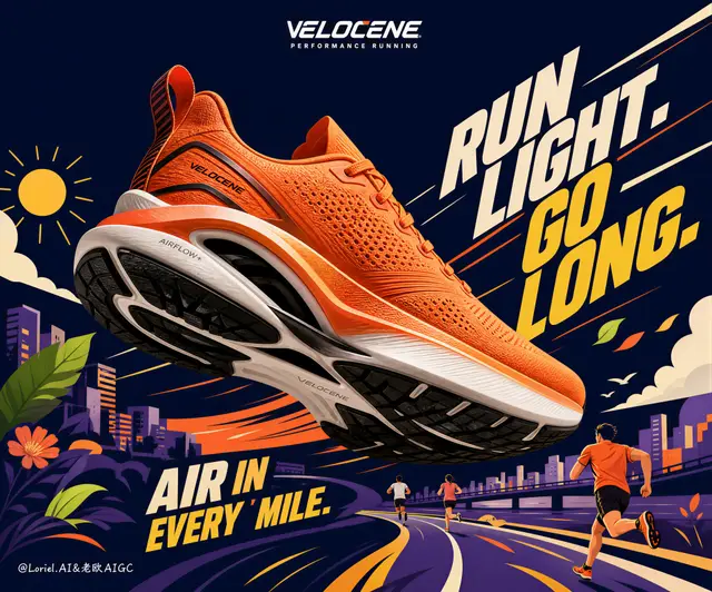 Hyper-Real Running Shoe Campaign Poster Prompt