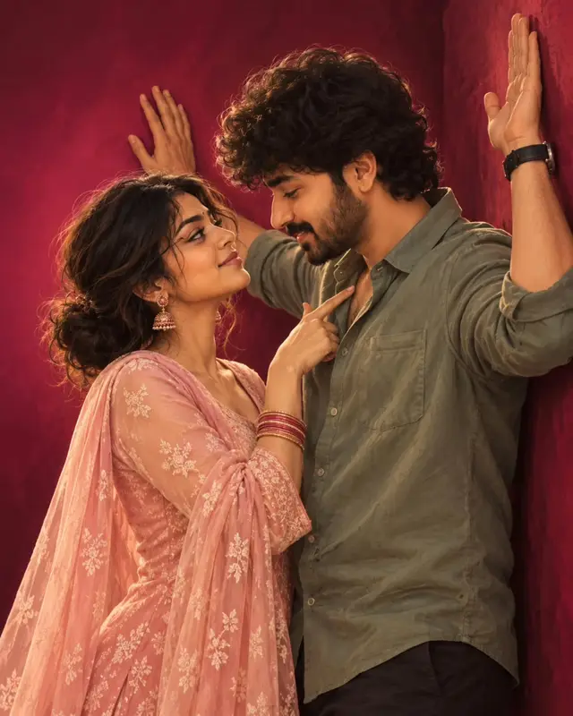 Romantic South Indian Couple Illustration Prompt