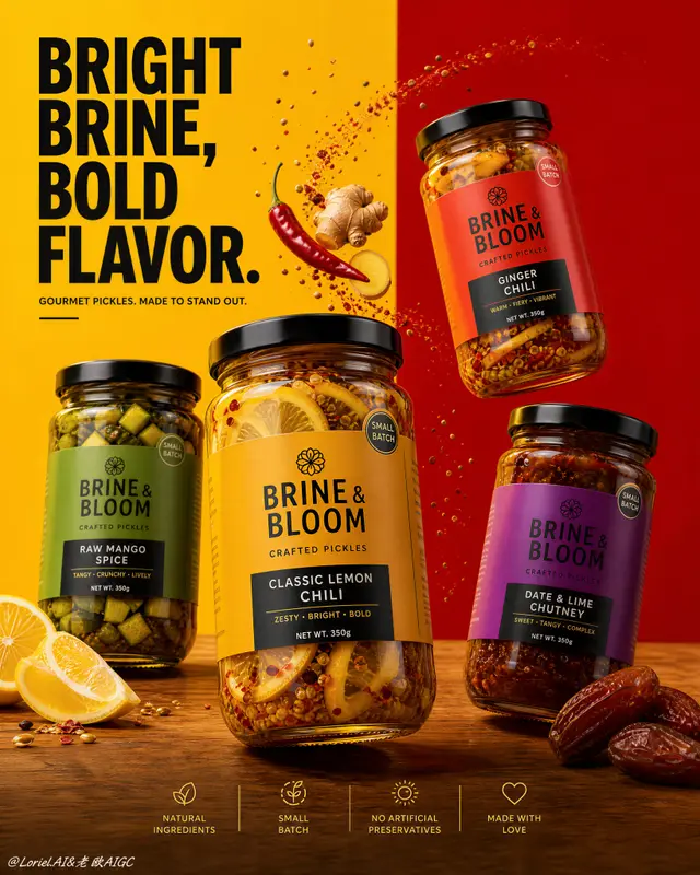 Gourmet Pickle Poster Design Prompt