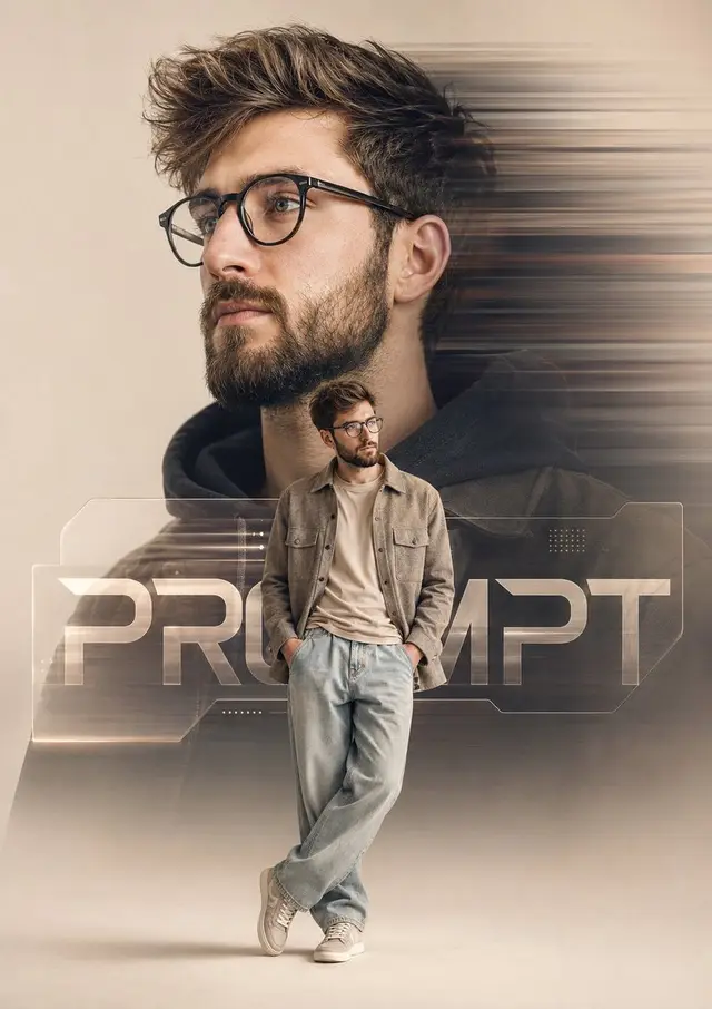 Cinematic Portrait Poster with Motion Blur Prompt
