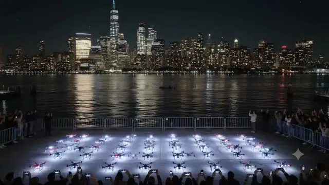 Cinematic Drone Show at NYC Waterfront Prompt
