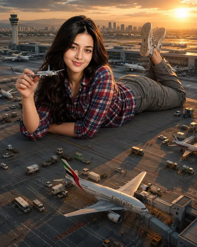 Cinematic Giantess at the Airport
