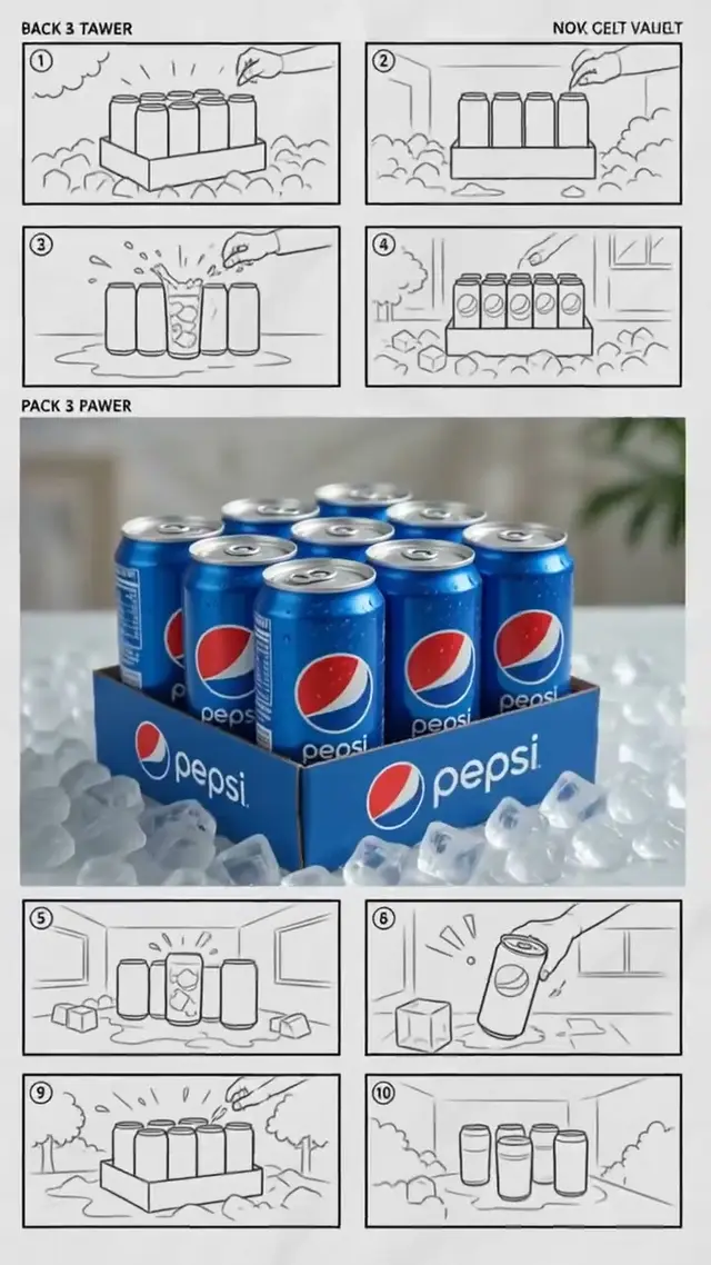 Luxury Beverage Storyboard for Pepsi Prompt