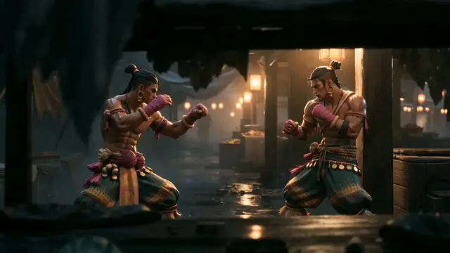 Dynamic Muay Boran Fight Scene in Thailand