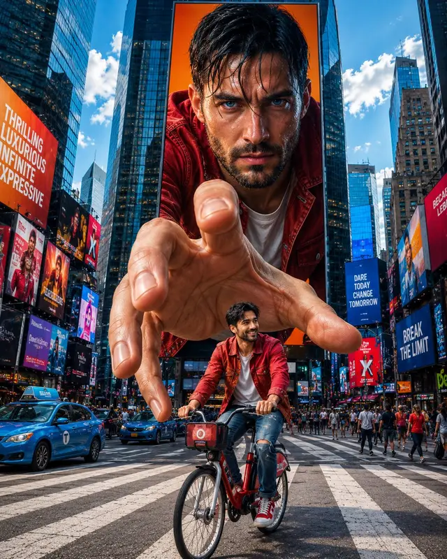 Surreal 3D Billboard Street Photography Prompt