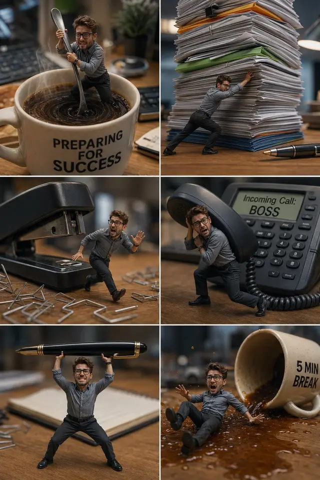 Miniature Office Adventures: A Humorous Survival Tale