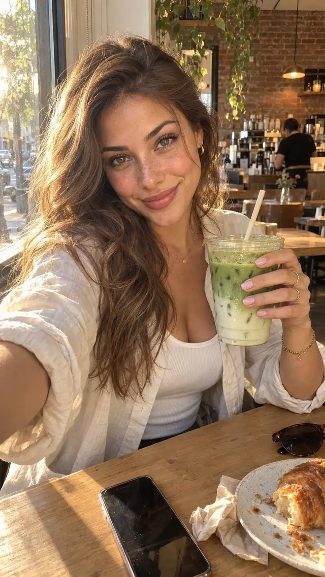 Casual Café Selfie of an Original Character Prompt
