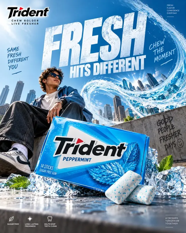 Premium Trident Gum Advertising Concept Prompt