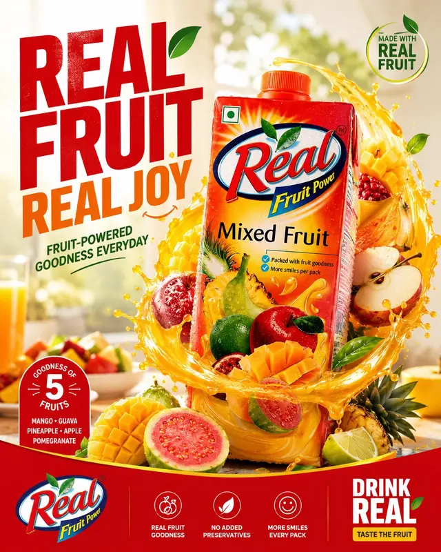 Craft a Premium Juice Ad for Real Fruit Juice