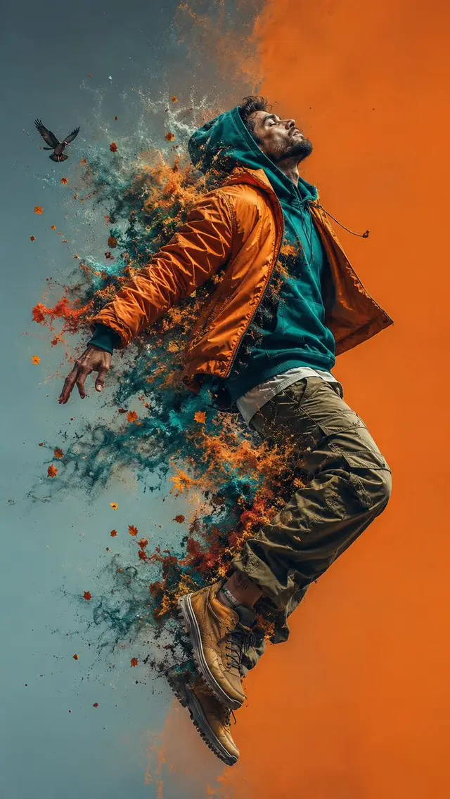 Ethereal Freedom: A Surreal Leap in Fashion