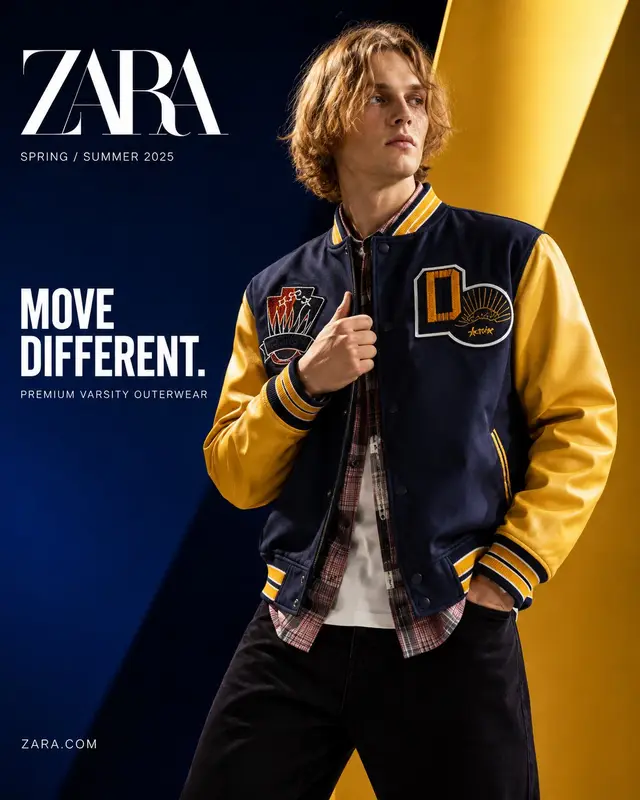 Luxury Zara Varsity Jacket Advertising Poster
