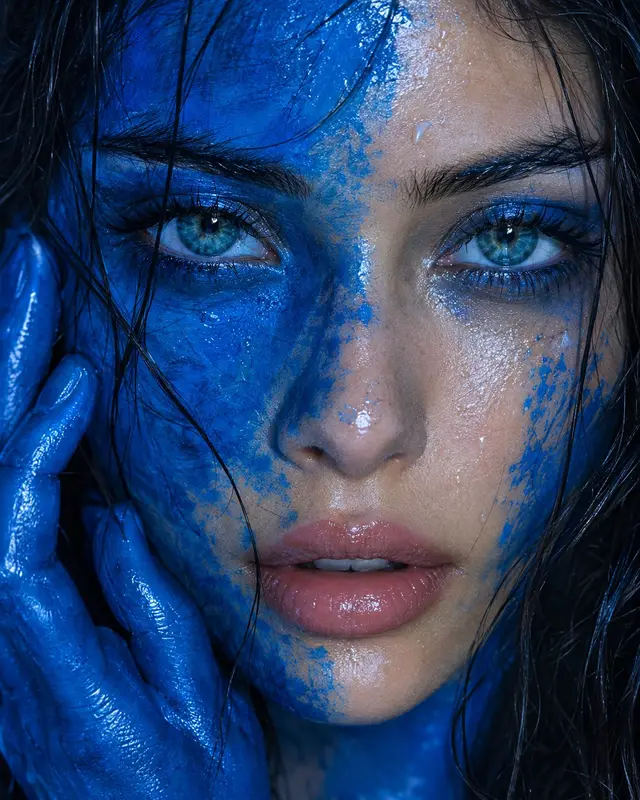 Elegant Blue Beauty Portrait Prompt