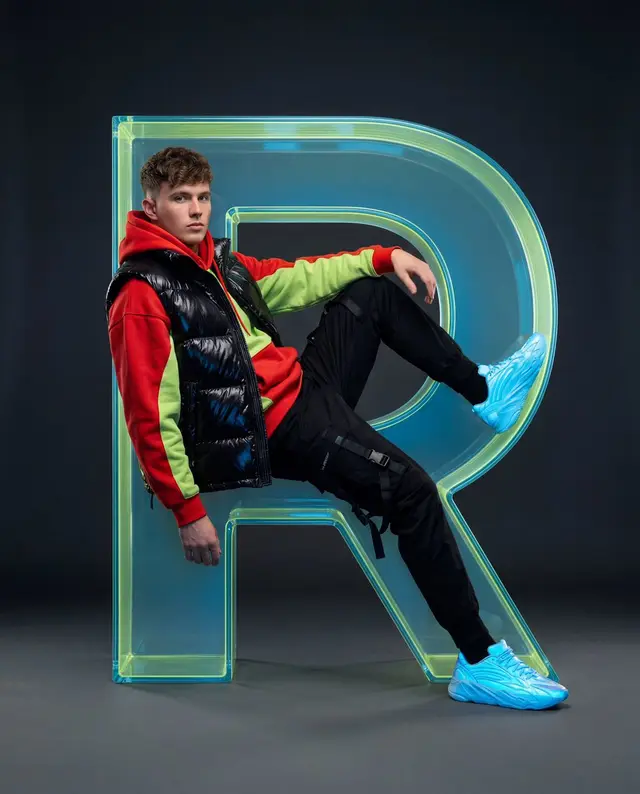 High-fashion Portrait in Glass Letter R