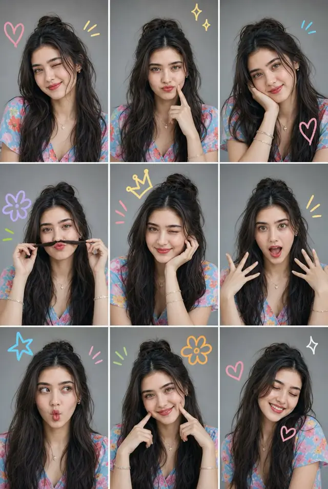 Whimsical Nine-Panel Portrait Collage