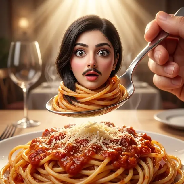 Spaghetti Surprise: A Whimsical 3D Caricature