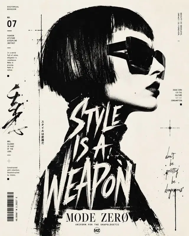 Bold Black and White Typographic Portrait Prompt