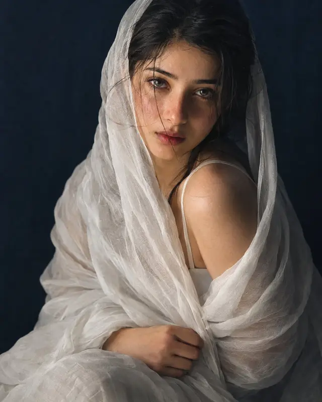 Elegant Sheer Fabric Portrait Prompt
