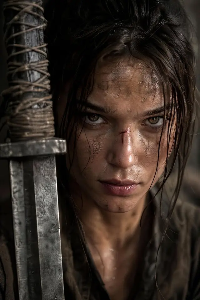 Fierce Warrior Portrait in Cinematic Detail