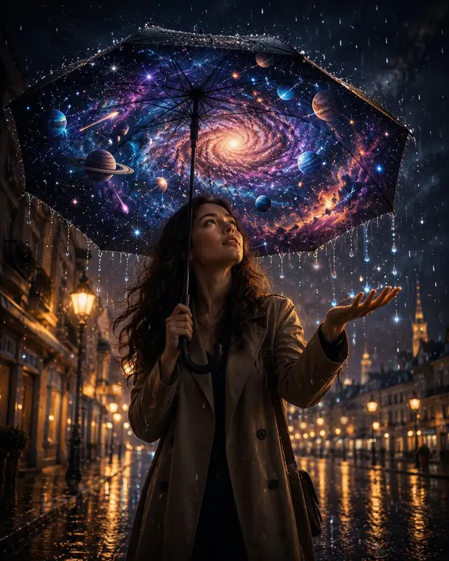 Cinematic Fantasy Universe Under an Umbrella Prompt