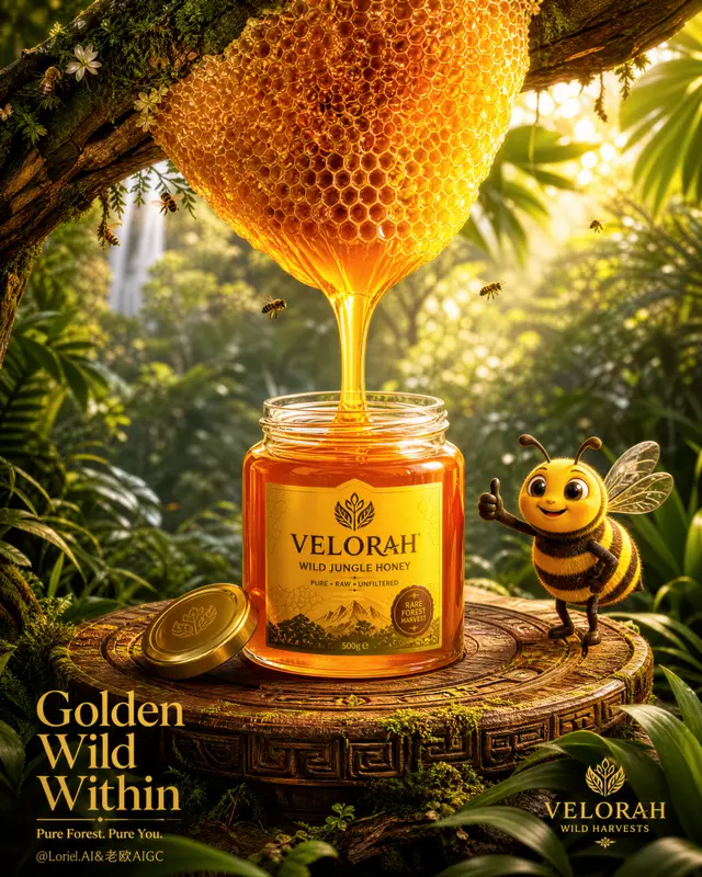 Luxurious Honey Advertising Poster Prompt