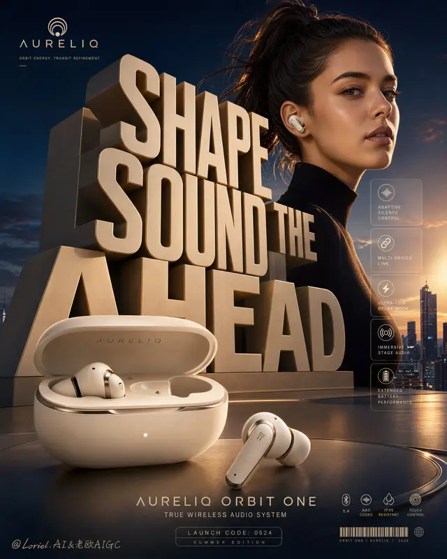 Luxury Wireless Earbuds Launch Poster Prompt