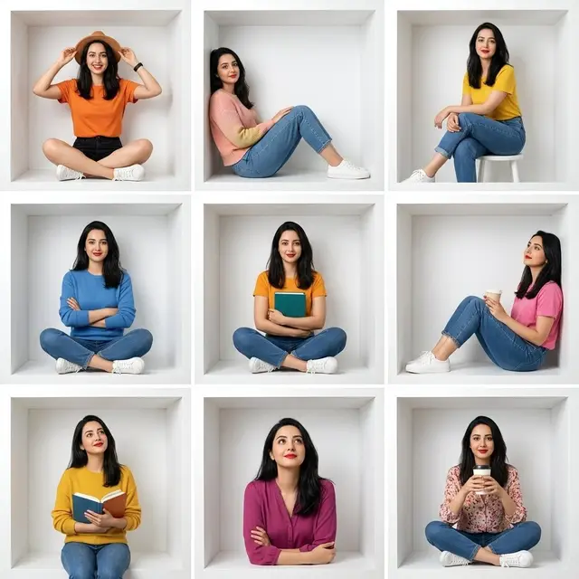 Ultra-Realistic Portrait Grid: Identity in Cubes